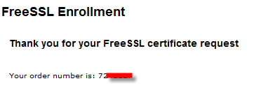 freessl enrollment confirmation