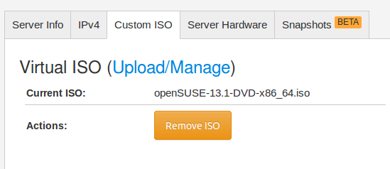install OpenSUSE 13.1 Server in VPS using custom iso - dont forget to remove iso after successfully install