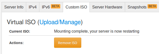 How to install Oracle Linux in VPS using custom iso : mounting iso is in progress