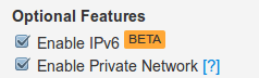 enable ipv6 and private network